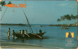 Sri Lanka (Ceylon) - SRL-2B (C), GPT, 2SRLB, Fishing Boat (rev .letter C), Beach, Rs.100, Used - Sri Lanka (Ceylon)