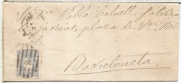 ISABEL II ENVUELTA DE ALICANTE A BARCELONETA BARCELONA 1870 PARRILLA NUMERADA 9 - Cartas & Documentos