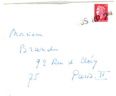 Lettre 40c Cheffer Rouge Yv 1536B Ob Probablement à L'arrivée PARIS RP 2me Scann Pâle Mais Totalement Marqué Et Lisible - Storia Postale