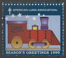 LOCOMOTIVE Train Railway 1999 USA Tuberculosis TBC Charity Label Cinderella Vignette American Lung Association - Trains