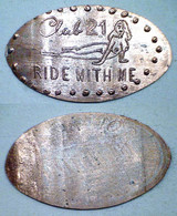 01093 GETTONE TOKEN JETON FICHA ELONGATED PENNNY EROTIC CLUB 21 RIDE WITH ME - Elongated Coins