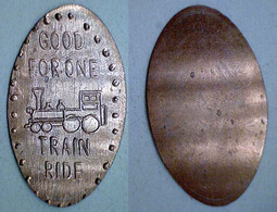 03245 GETTONE TOKEN JETON FICHA ELONGATED  GOOD FOR ONE TRAIN RIDE - Pièces écrasées (Elongated Coins)