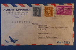535 CUBA LETTRE 1957 PAR AVION POUR ALLEMAGNE WUNSTORF + CACHETS INTERESSANTS - Brieven En Documenten