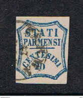 PARMA:  1859  GOVERNO  PROVVISORIO  -  20 C. AZZURRO  US. -  SASS. 15 - Parme