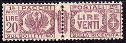 ITALIA REGNO 1927 PACCHI POSTALI AQUILA SABAUDA CON FASCI PARCEL POST EAGLE LIRE 20 MNH BEN CENTRATO - Postal Parcels