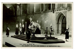 Ref 1399  - Real Photo Postcard - KGV King George V Lying-in-State Westminster Hall London - Westminster Abbey
