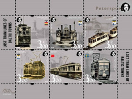 Finland. Peterspost. Lost Tram Lines Of Baltic Towns, Set Of 6 Stamps In Block - Sonstige & Ohne Zuordnung