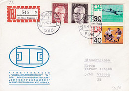 Eingedruckter R-Zettel,  596 Olpe, Biggesee 1 ,  Nr. 545 Ub * S ", Fußball WM `74 - FDC - R- & V- Labels