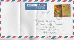 Polynésie Yvert 614 Tatouage 2000 Lettre à St Etienne Loire - Storia Postale