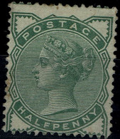 GREAT BRITAIN 1880 QUEEN VICTORIA 1/2p GREEN MI No 55 MLH VF!! - Ongebruikt