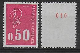 MARIANNE De BEQUET - ROULETTE N° ROUGE - YVERT 1664b GOMME NORMALE - COTE = 25 EUR - Coil Stamps