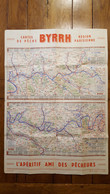 CARTE DE PECHE REGION PARISIENNE SUR 2 FACES AVEC PUBLICITE BYRRH 4 CARTES VOIR LES 2 SCANS FORMAT 57X41CM - Cartes Topographiques