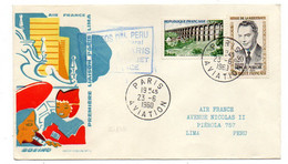 PARIS -1960 - Lettre De PARIS à LIMA --1ère Liaison"Air-France"-BOEING --  PARIS-LIMA  --griffe...... - 1960-.... Briefe & Dokumente