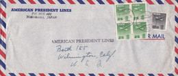 GIAPPONE - YOKOHAMA - BUSTA VIAGGIATA PAR AVION  - AMERICAN PRESIDENT LINES- VIAGGIATA PER Wilmington  CALIF. - U.S.A - Storia Postale