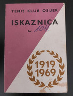 Tennis Club Osijek 1969 Iskaznica, Identity Card - Autres & Non Classés
