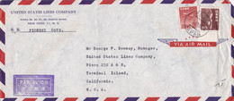 GIAPPONE - KOBE- BUSTA VIAGGIATA PAR AVION - UNITED STATES LINES COMPANY - VG  PER TERMINAL ISLAND  CALIF - U.S.A - Storia Postale