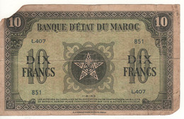 MOROCCO  10  Francs  P25  Dated  1-8-43 - Maroc