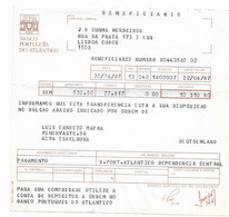 Banco Português Do Atlântico , Proof Of International Bank Transfer From Germany To Portugal - Banque & Assurance