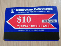 TURKS & CAICOS ISLANDS $ 10,-  AUTELCA CARDS 1E ISSUE  Prepaid      Fine Used Card  **3252** - Turks & Caicos (Islands)