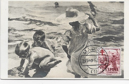 3556   Tarjeta  Maxima  Madrid 1952, Niños Jugando En La Playa , Cuadro De Joaquin Sorolla - Cartes Maximum