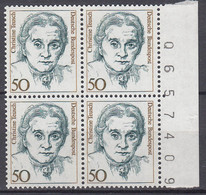 BRD  1304, 4erBlock Mit Bogenzählnummer, Postfrisch **, Frauen Der Deutschen Geschichte, 1986 - Nuovi