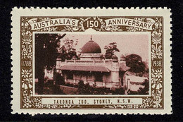 Australia 1938 Taronga Zoo, Sydney - NSW 150th Anniversary Cinderella MNH - Cinderelas