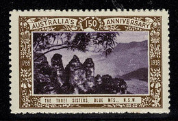 Australia 1938 The Three Sisters, Blue Mountains - NSW 150th Anniversary Cinderella MNH - Werbemarken, Vignetten