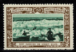 Australia 1938 Surf Canoeing On Sydney Beach - NSW 150th Anniversary Cinderella MNH - Cinderelas