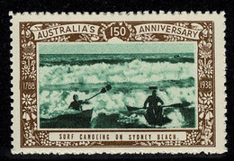 Australia 1938 Surf Canoeing On Sydney Beach - NSW 150th Anniversary Cinderella MNH - Cinderellas