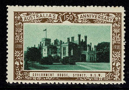 Australia 1938 Government House, Sydney  - NSW 150th Anniversary Cinderella MNH - Cinderellas