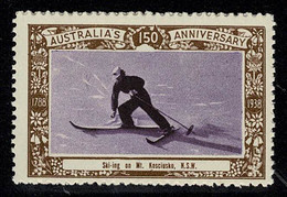 Australia 1938 Ski-ing On Mt. Kosciusko - NSW 150th Anniversary Cinderella MNH - Cinderella