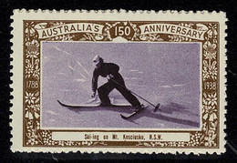 Australia 1938 Ski-ing On Mt. Kosciusko - NSW 150th Anniversary Cinderella MNH - Werbemarken, Vignetten