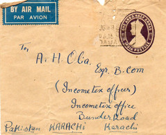 Inde - Timbre Sur Enveloppe One And A Half Annas - India Postage - De Ahmedabad à Karachi -  2 Scans - - Buste