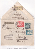 POLAND 1939 Currency Control Label Warsaw Registered Cover To France - Aviones