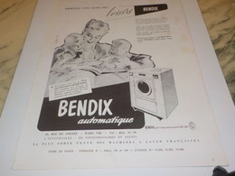 ANCIENNE  PUBLICITE AUTOMATIQUE  MACHINE A LAVER  BENDIX 1952 - Otros Aparatos