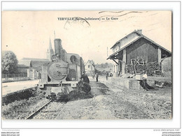 CPA 76 Yerville La Gare Et Le Train Tramway Ligne De Gueures Motteville - Yerville