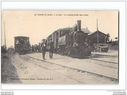 CPA 22 Plouha Le Croisement La Gare Le Train Tramway Ligne De Saint Brieuc Treguier - Plouha