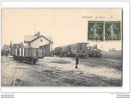 CPA 18 Gracay La Gare Et Le Train Tramway Ligne D' Issoudun Vierzon - Graçay