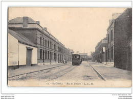 CPA 59 Raismes Rue De La Gare Et Le Train Tramway Ligne D'Anzin St Amand - Raismes