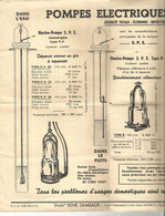 Publicité  , Pompes électriques S.P.E , Ets R. Demeaux , PANTIN , Seine, 2 Scans , Frais Fr 1.75 E - Advertising