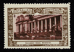 Australia 1938 Parliament House, Melbourne - NSW 150th Anniversary Cinderella MNH - Cinderellas
