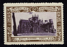 Australia 1938 St. Mary's Cathedral, Sydney - NSW 150th Anniversary Cinderella MNH - Cinderella