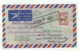 6d. Antilope Obl. Mécanique De JOHANNESBURG 2-III-1960 Sur Lettre Par Avion Vers Brazzaville (biffé) Et Renvoi Vers La B - Covers & Documents