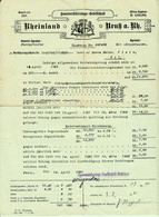 NEUSS Neuß Rhein Rechnung 1921 Deko " Rheinland Feuerversicherungs-Gesellschaft " - Transporte