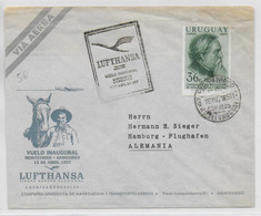 URUGUAY - 1957 - ENVELOPPE 1° VOL LUFTHANSA De MONTEVIDEO => HAMBURG (ALLEMAGNE) - Uruguay