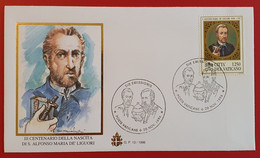 VATICANO VATIKAN VATICAN ALFONSO MARIA DE LIGUORI 1996 FDC - Brieven En Documenten