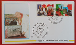 VATICANO VATIKAN VATICAN HRVATSKA CROAZIA ITALIA POPE JOHN PAUL II 1995 FDC VIAGGI - Briefe U. Dokumente