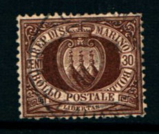 20813) SAN MARINO-30 C. • Stemma In Cornice Ovale •  Bruno - 1 Agosto 1877- USATO - Used Stamps
