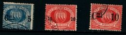 20813) SAN MARINO-Stemma In Cornice Ovale, Soprastampati - 16 Giugno 1892 - 3 VALOR4I USATI - Used Stamps