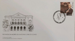 A) 1996, BRAZIL, COMPOSER, 100 YEARS AFTER THE DEATH OF ANTONIO CARLOS GOMES, FDC, - Andere & Zonder Classificatie